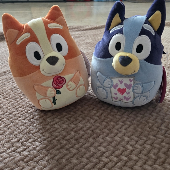 Squishmallows Other - Squishmallows SET of 2 Disney  BINGO & BLUEY 8" Plush  Hearts And Rose New Valen